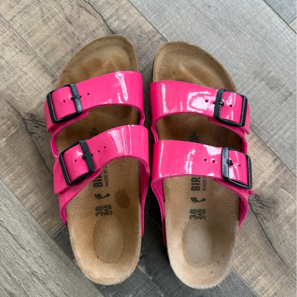 Birkenstock Shoes - Birkenstock Kids Hot Pink Patent Two-Strap Sandals